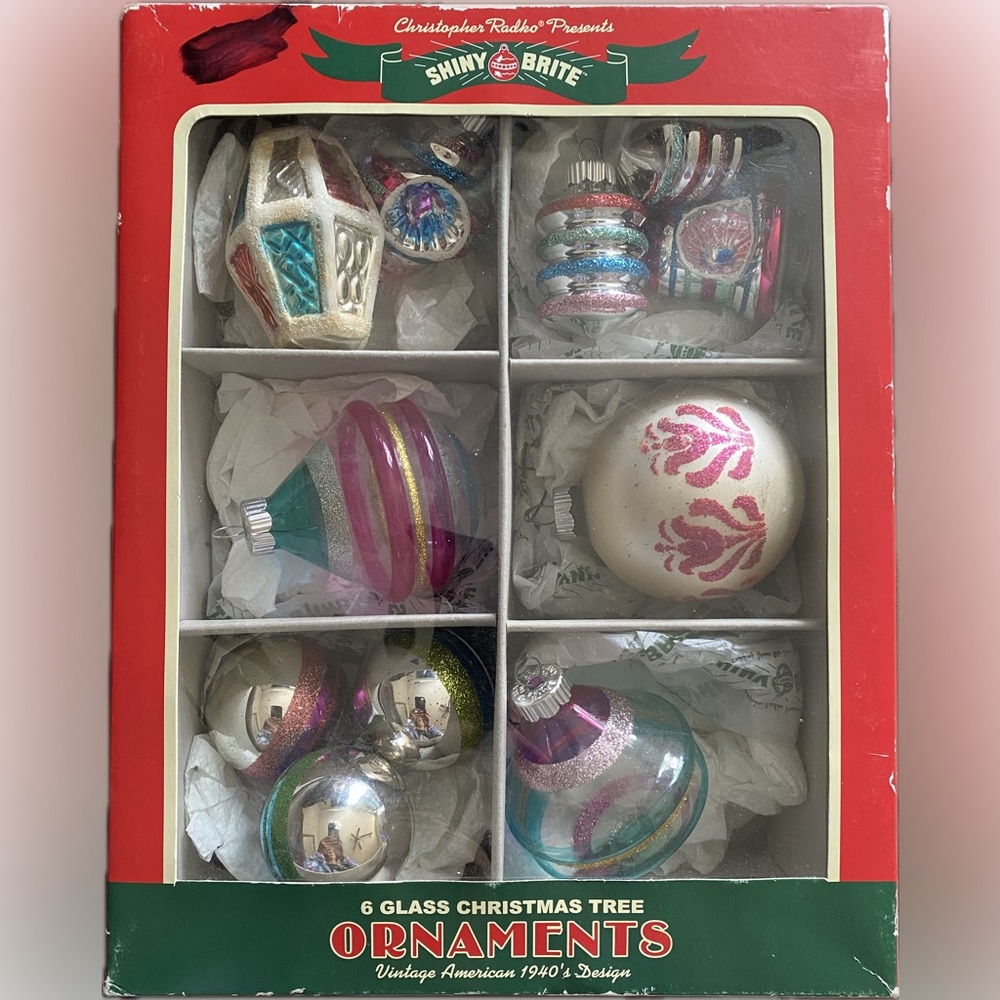 Shiny Brite Vintage Glass Christmas Ornaments set of 11